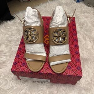 Tory Burch Miller Metallic leather sandals.